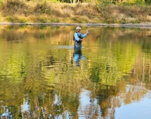 An angler working the Lower Illinois River