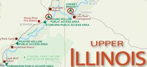 Map of public access points on the Upper Illinois River
